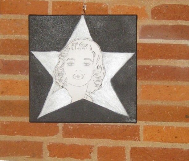 Tableau Peinture Originale Sur Toile Usa - Marylin Monroe - Art Contemporain Peinture Abstrait Sur Toile : L'etoile De Marilyn - 30 X 30 Cm