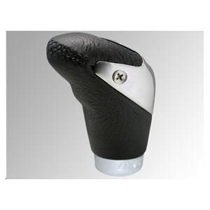 Pommeau Insert Chrome Et Cuir Noir