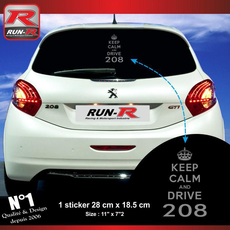 1 sticker keep calm PEUGEOT 208 - Argent