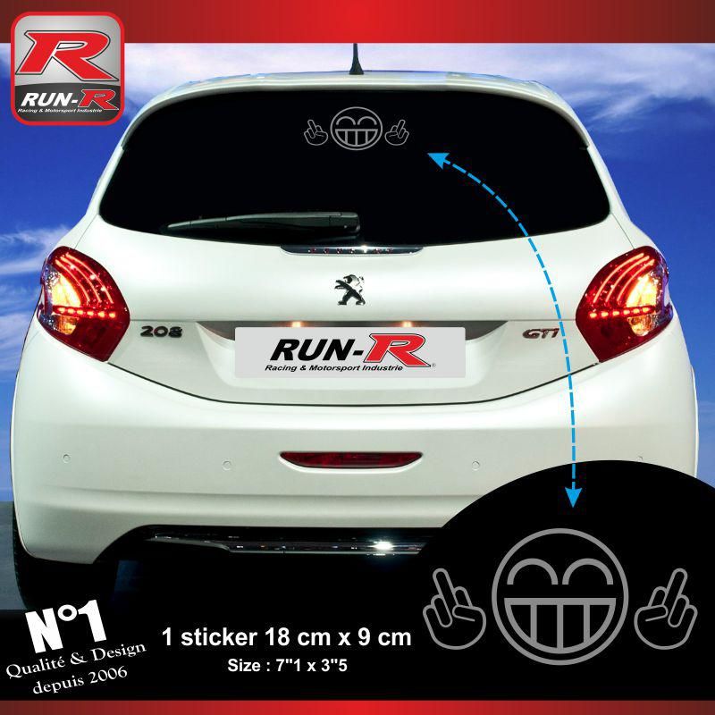 1 sticker smiley fuck  PEUGEOT 208 - ARGENT