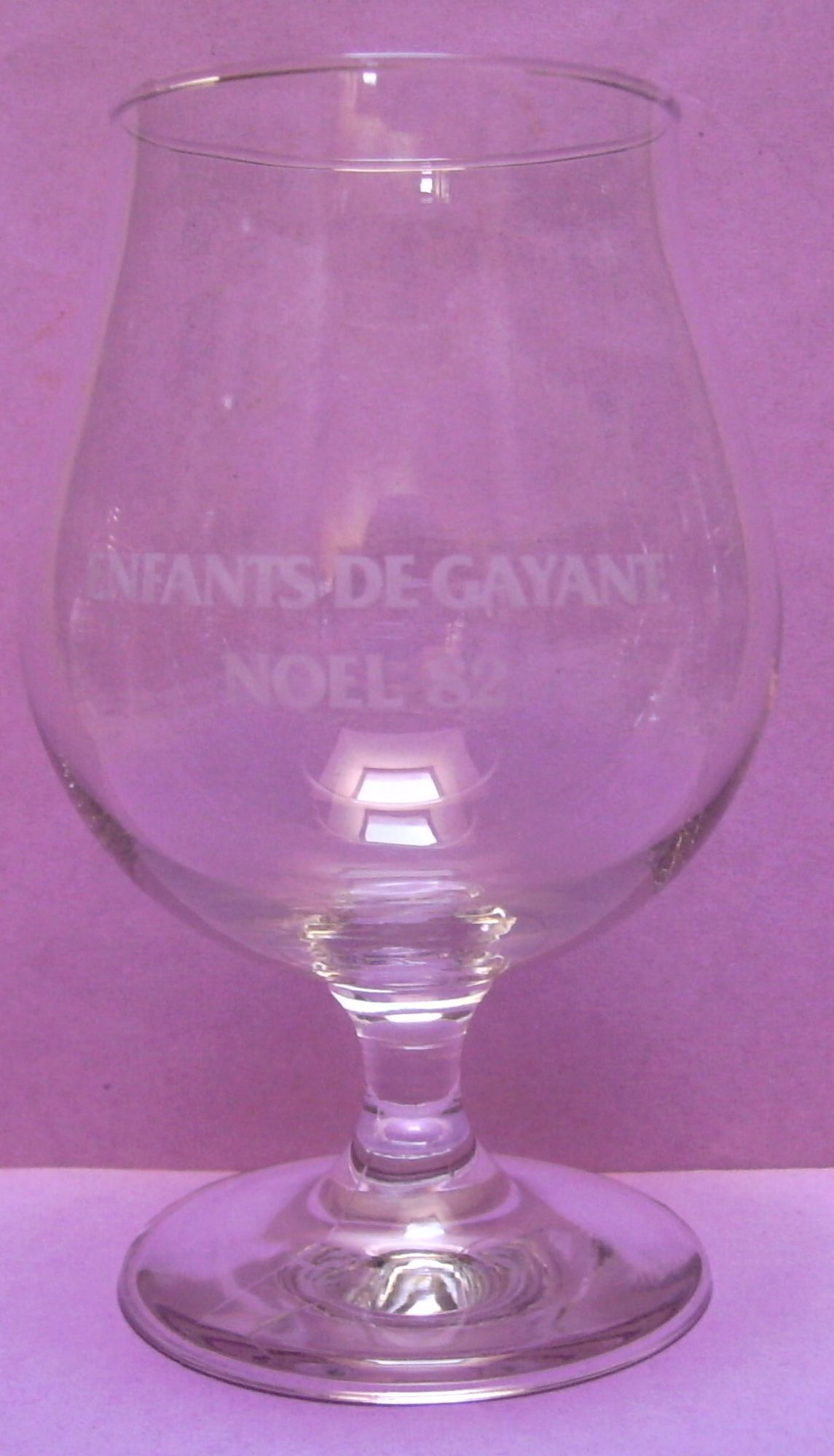Lot De 6: Verre Bock Chope À Bière À Pied " Enfants De Gayant / Noel 82 " - Verre Translucide - 45 Cl / 0,45 L Maxi