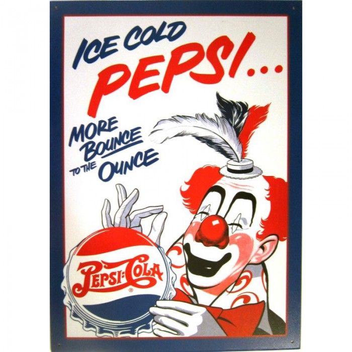 plaque pepsi cola clown tole pub affiche deco bar diner loft