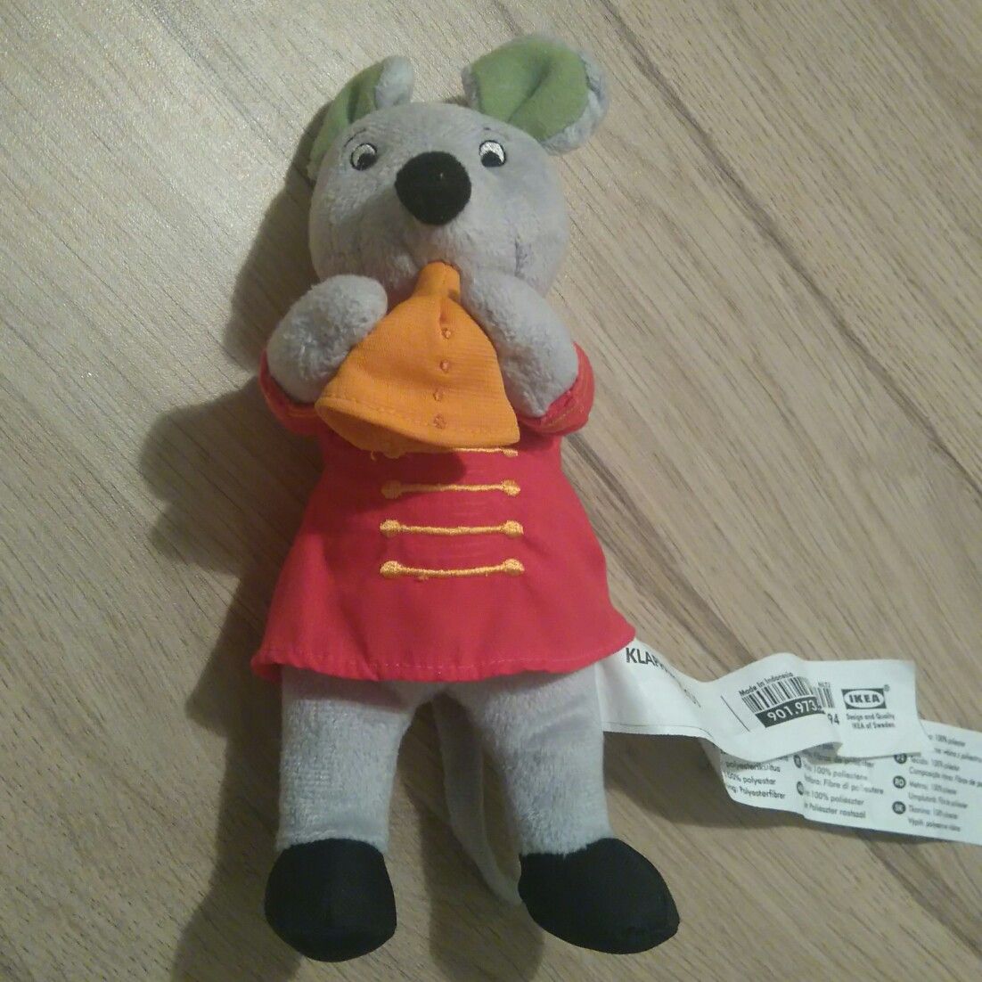 doudou souris grise klappar cirkus cirque trompette veste rouge