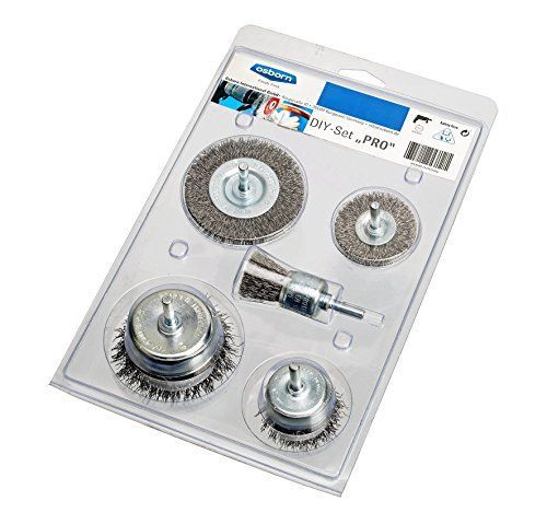 Osborn Kit de brosse métallique pour perceuse, Set 5pièces, Brosse ronde/brosse pinceau D25, D50/bt00605065mm fil d'acier 0,30mm tige D6ondulé 1418600005