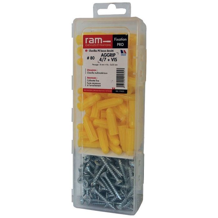 RAM 91825 - Cheville + vis - type aggrip 4-7 - Coque de 80