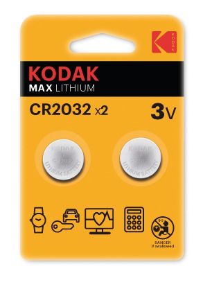 Pile bouton Max Lithium Kodak - CR2032 - Vendu par 2