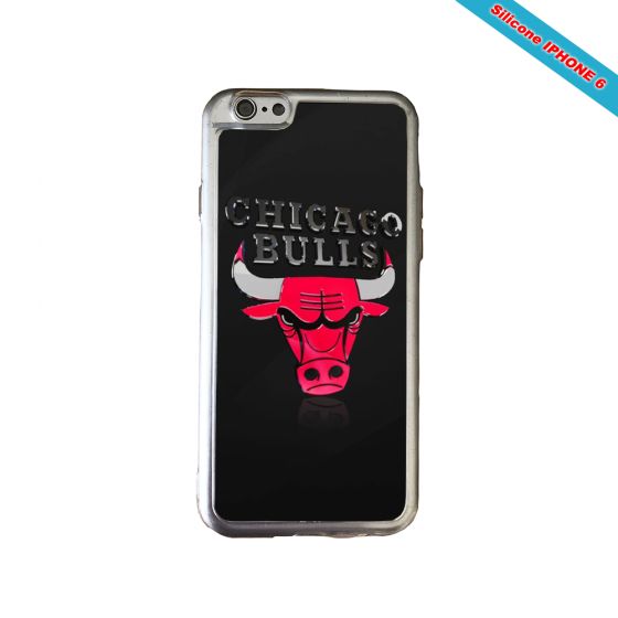 Coque silicone Iphone 6/6S Fan de Chicago Bulls - Noir