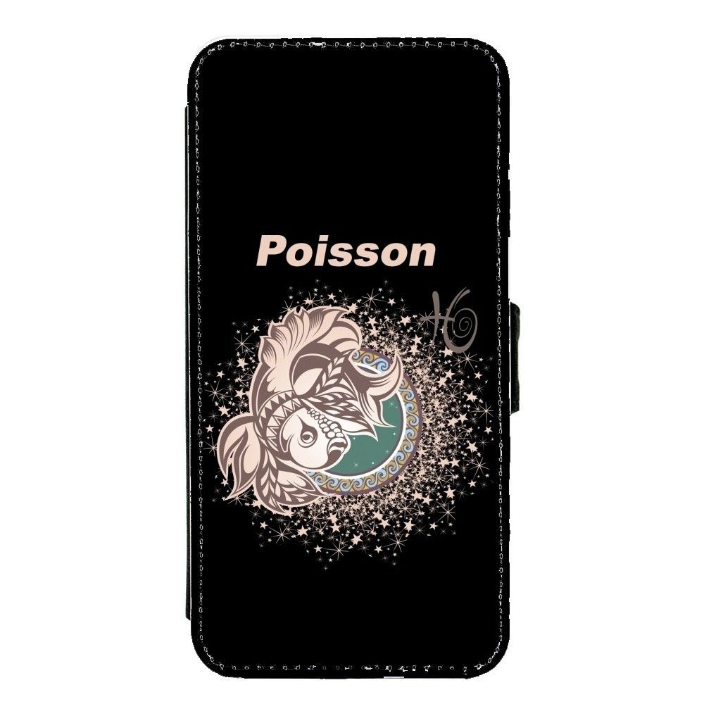 Coque Portefeuille iphone X signe du zodiaque Poisson