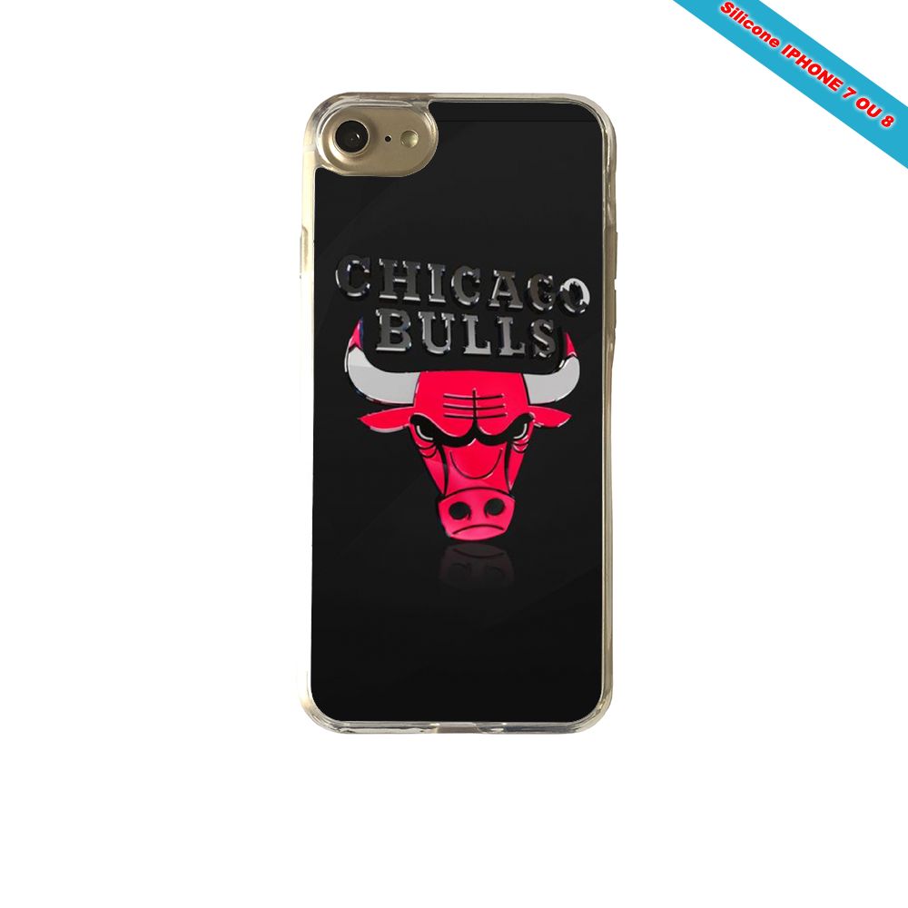 Coque silicone Iphone 7 Fan de Chicago Bulls - Noir