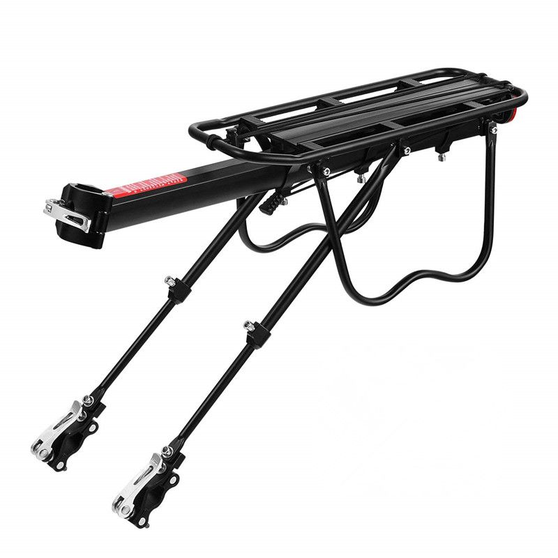 Vélo Porte Bagage, Universel Transporteur Vélo arrière Footstock Rack Aluminium Réglable Panier VTT Support Tige de Selle Vélo accessoires avec Réflecteur