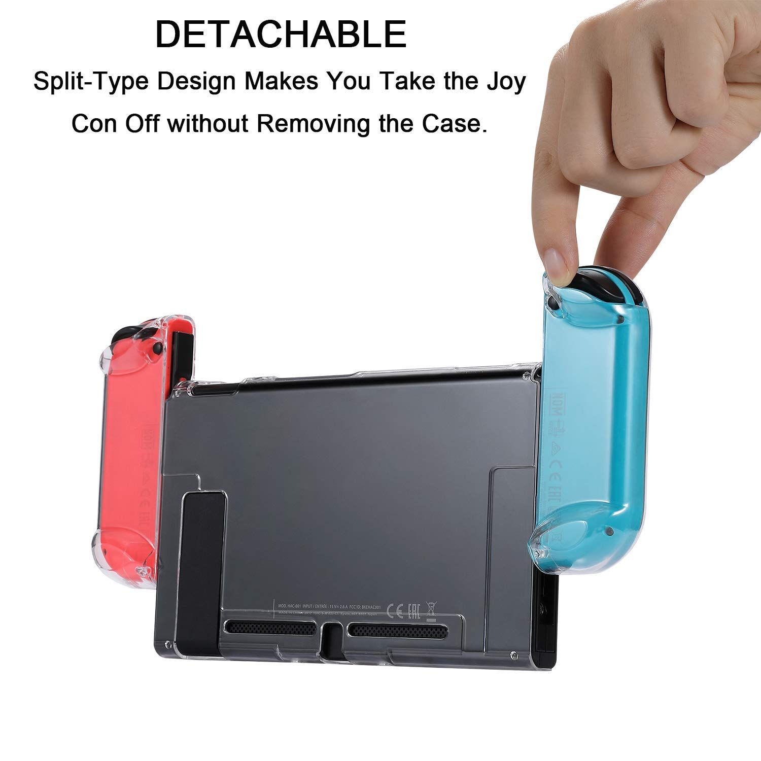 Nintendo Switch Coque, Ensemble de Protection de Conception de Segment, Absorption des chocs et Anti-rayures, Transparent