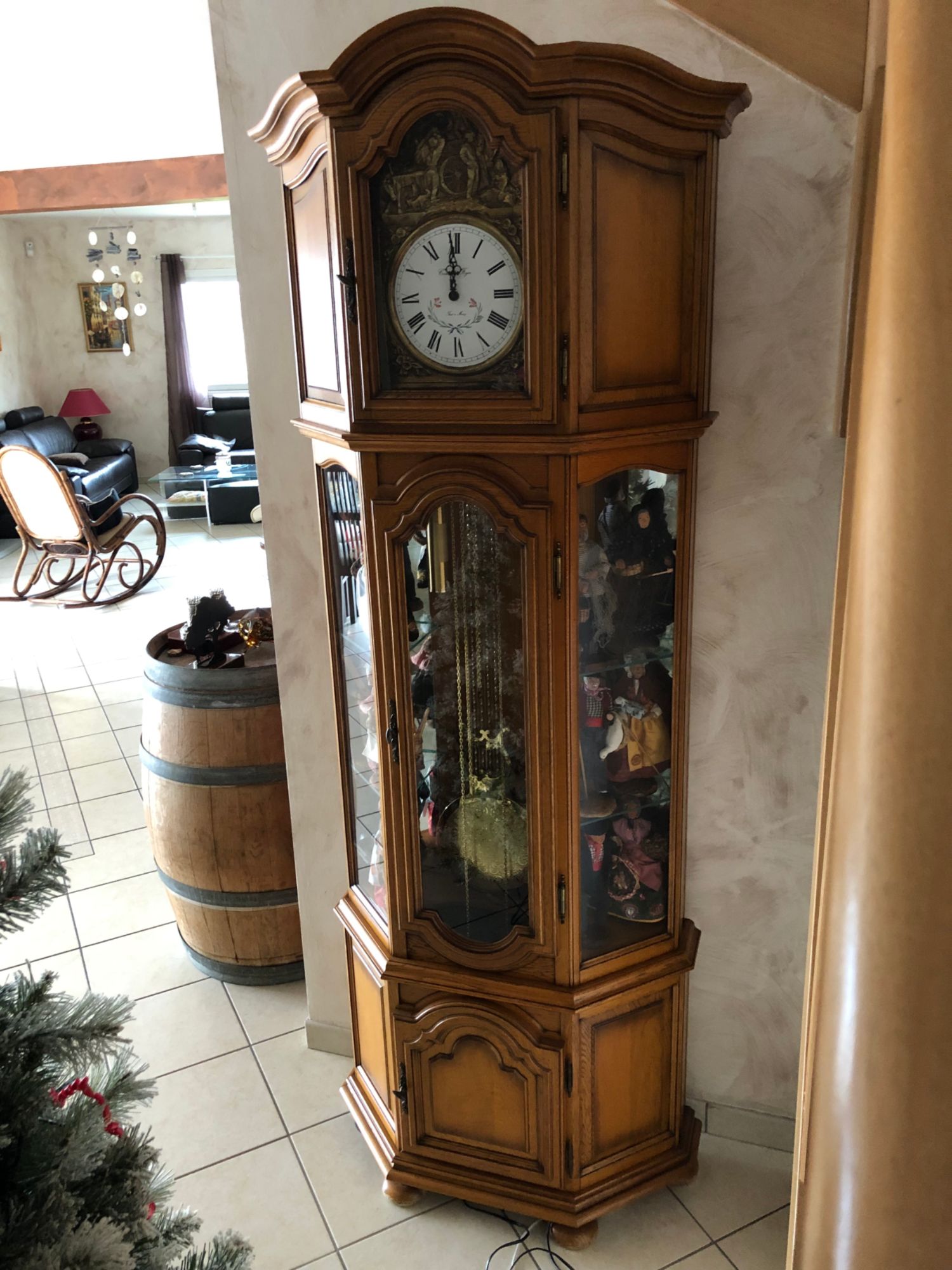 HORLOGE d'angle chêne massif modèle Versailles