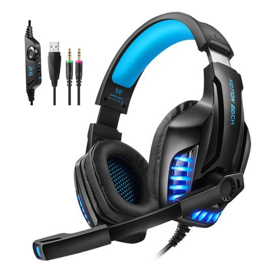 Casque Gaming pour PS4, Xbox One, PC, Surround Stéréo 3D, Volume/Mic Contrôle 3.5mm pour Jeux Vidéo