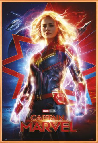 Poster encadré: Captain Marvel - Marvel Capitana Marvel One Sheet (91x61 cm), Cadre Plastique, Orange