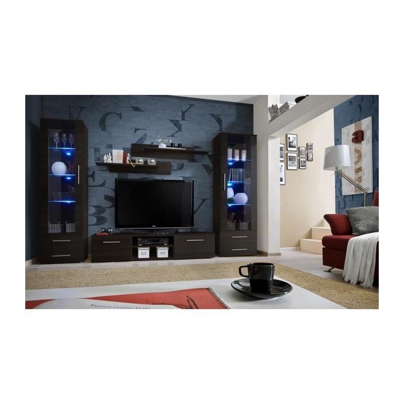 Meuble TV GALINO C design, coloris wengé. Meuble moderne et tendance pour votre salon.