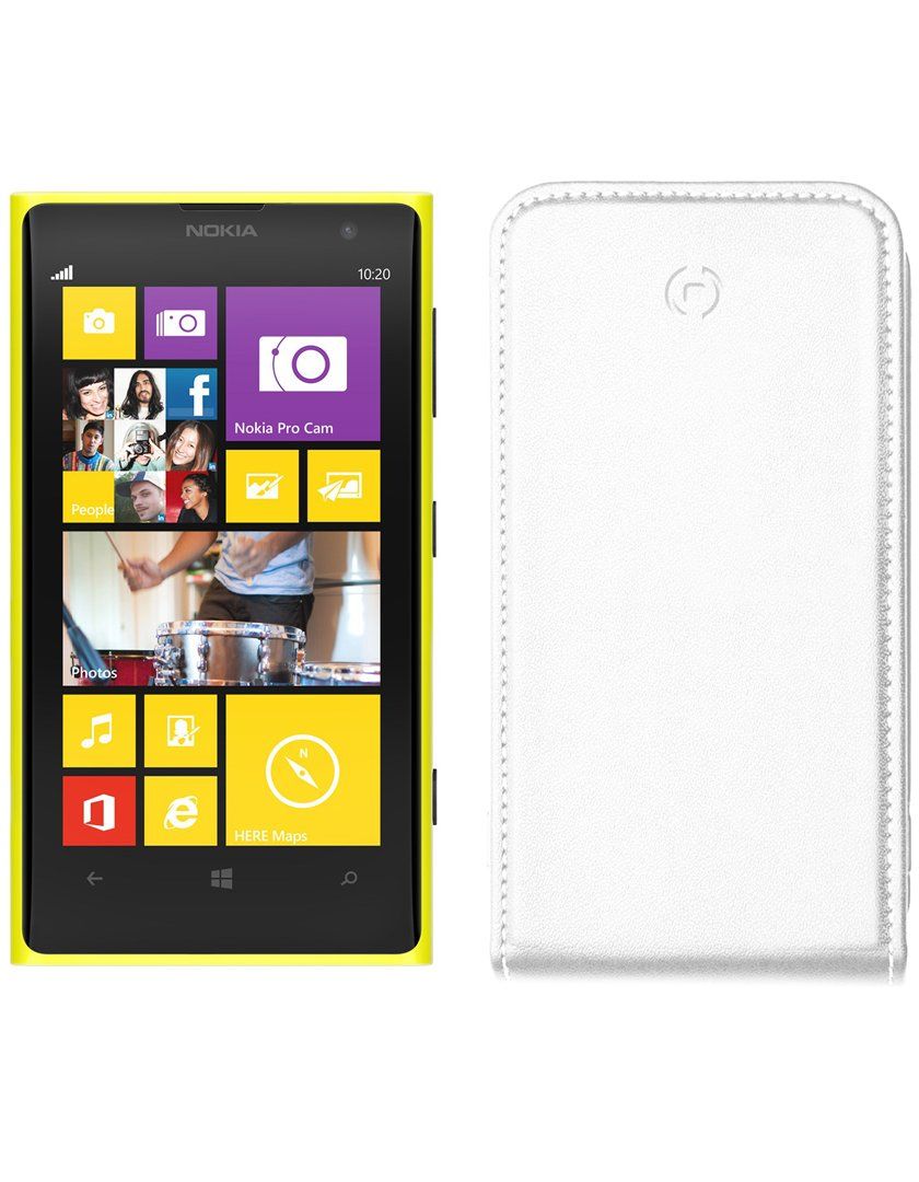 Celly FACE357W - Étui à rabat pour téléphone portable - polyuréthane - blanc - pour Nokia Lumia 1020