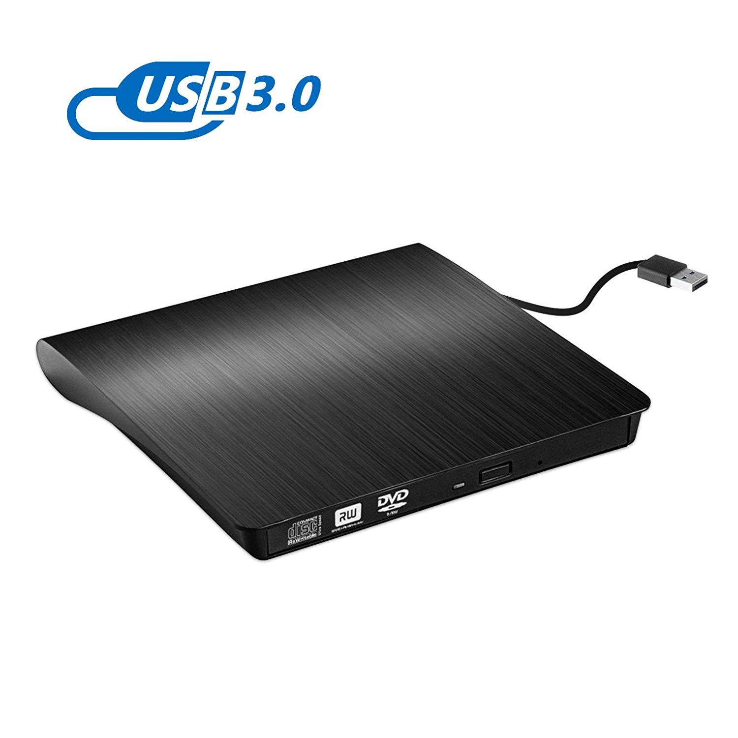 Lecteur CD DVD Externe USB 3.0, Rodzon Graveur CD DVD Externe CD / DVD /-RW / ROM Transmission à  Grande Windows 10 / 8 / 7 / XP /