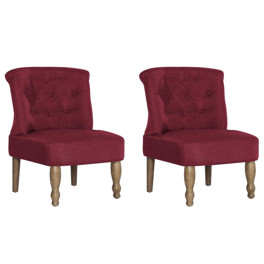 Fauteuil chaise siège lounge design club sofa salon s françaises 2 pcs rouge bordeaux tissu Helloshop26 1102259