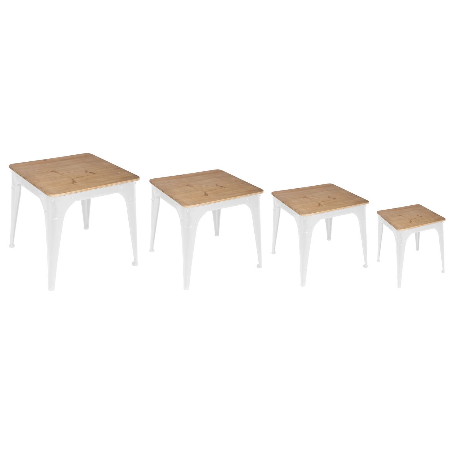 4 Tables d'appoint industrielles Torof - Blanc