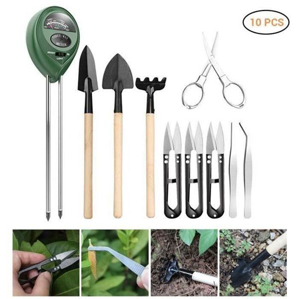 Kit de Test de Sol avec 9 Outils Bonsaï + Capteur d'humidité du Sol 3 en 1 - kit Outil de Jardinage avec Sécateur Ciseaux