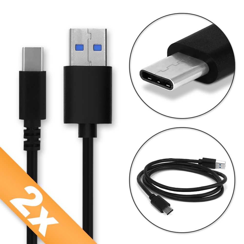 2x Câble Data (LONG CONNECTEUR) pour Blackview P10000 Pro / BV9800 Pro / BV9700 Pro / BV 9600 Pro / BV9500 Pro / BV 6800 Pro - 1m, 3A Câble USB, noi