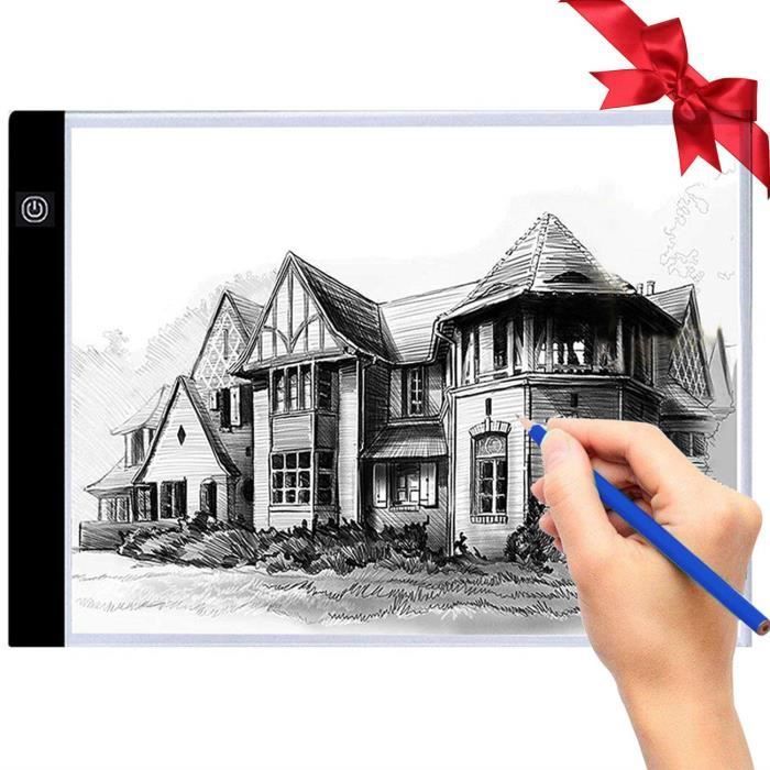 A4 LED Tablette Lumineuse Dessin légère Table Lumineuse with Brightness Adjustable Lightbox pour Tattoo Sketch Architecture