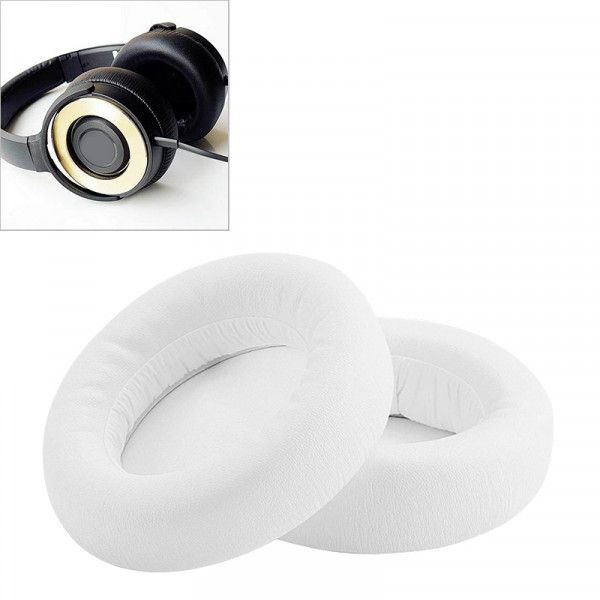 Coussinets Mousse 2 PCS Pour ATH WS550 Couverture Simili Cuir + Éponge Casque Protecteur Cache-oreilles Blanc