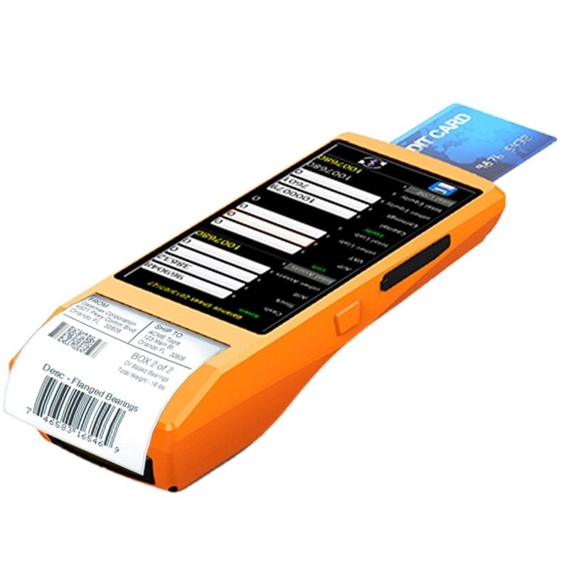 Etiqueteuse Orange Multi-fonction 5.5 pouces IPS écran IP65 protection tout-en-un terminal intelligent, imprimante thermique intégrée et MIC haut-parleur, support WiFi Bluetooth GP