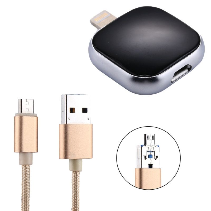Clé USB noir pour iPhone X / 8 et 8 Plus / 7 7 Plus / 6 6 Plus 6 Plus iPad Lightning 8 broches 64 Go Lecteur de Disque Flash Multi-fonctionnel avec USB / Micro USB vers Micro Câble