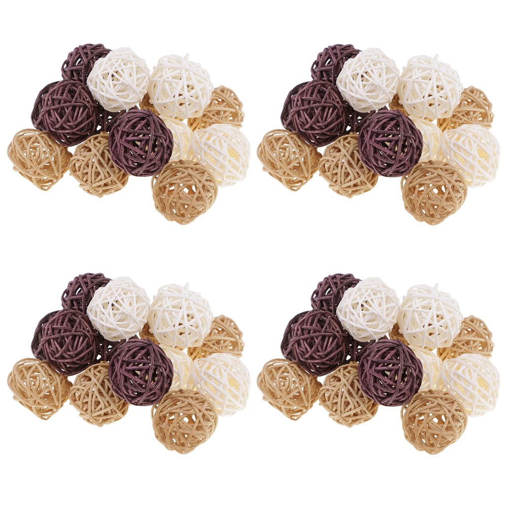 60pcs Décoration Osier Rotin Boule de Rotin Rondes à Suspendre pour Bols Vases Décoratifs de Vacances Noël