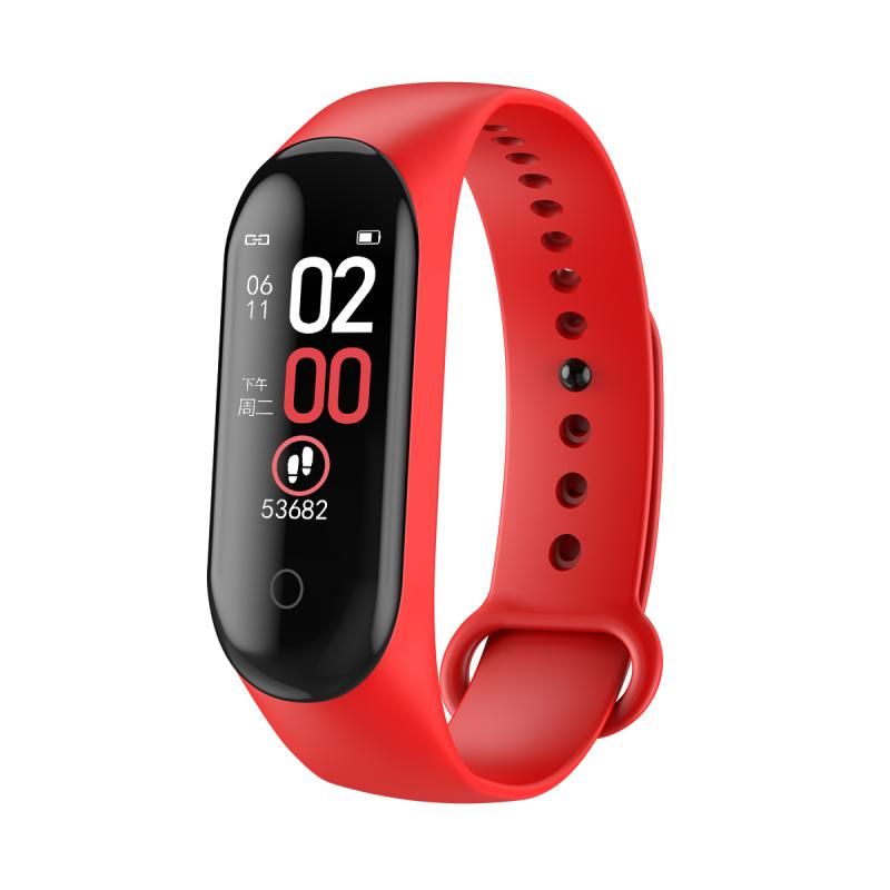 M4 Bracelet intelligent Bracelet podomètre montre Bracelet intelligent Bracelet pression artérielle fré - Modèle: red - HTBJBQA00335