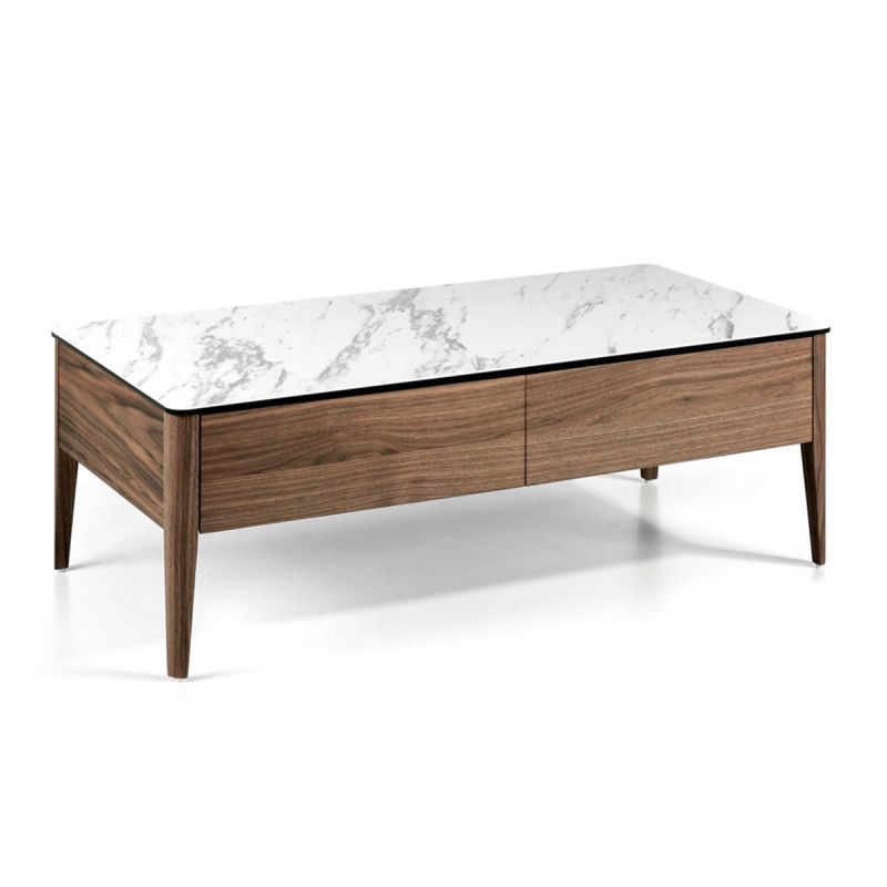 Paris Prix - Table Basse Marbre & Bois "sade" 120cm Naturel