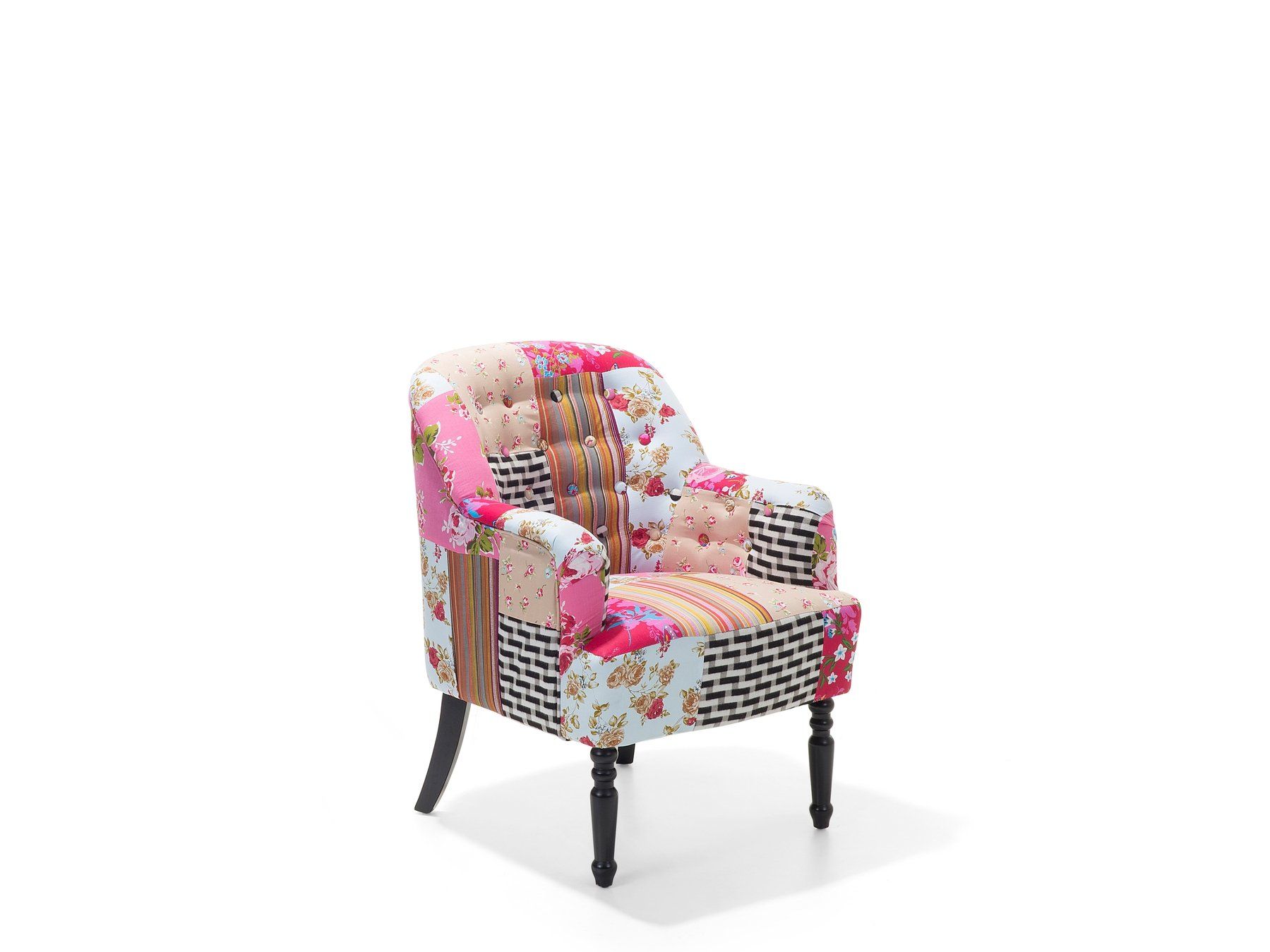 Fauteuil patchwork fauteuil en tissu multicolore MANDAL
