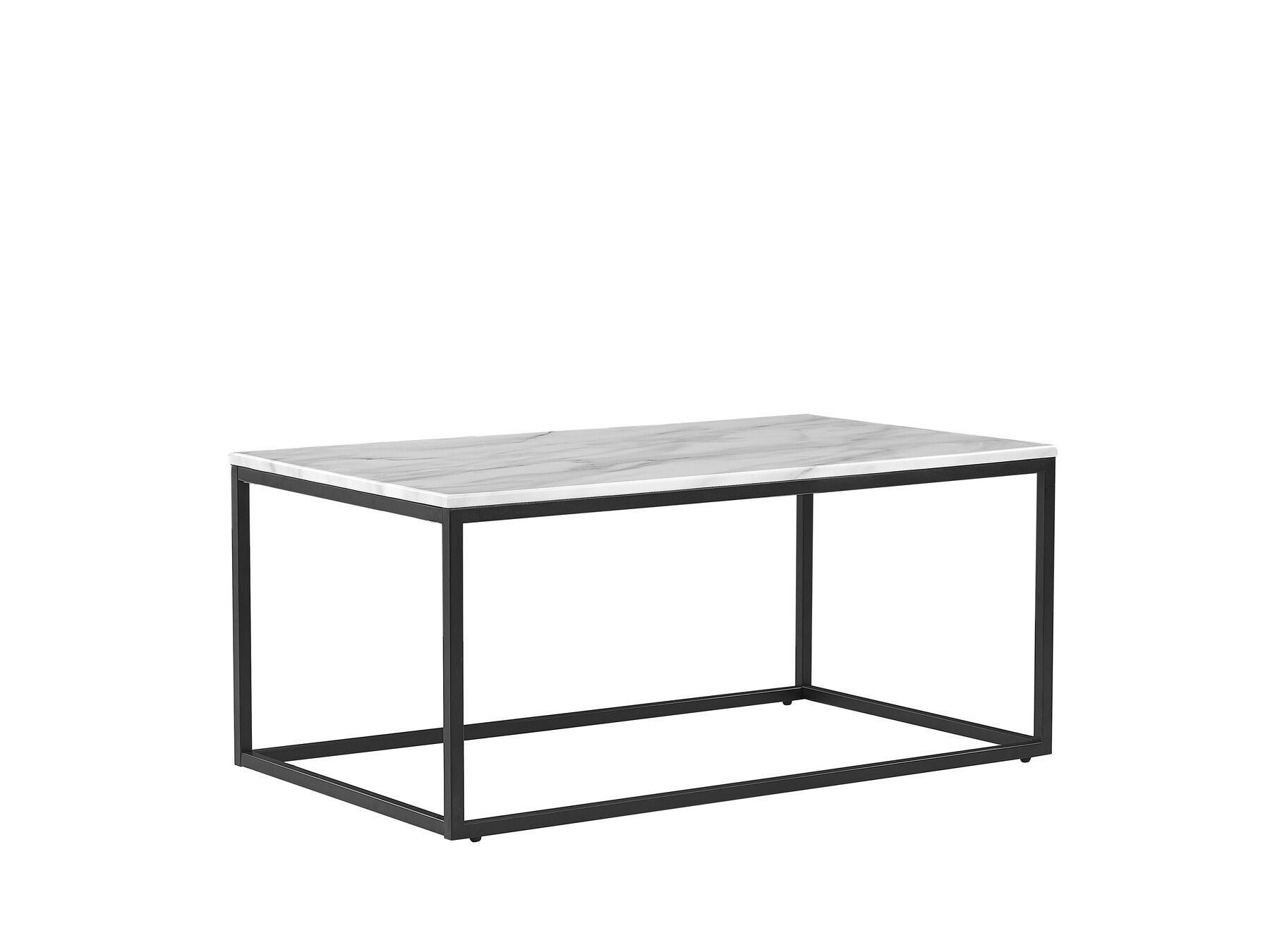 Table basse effet marbre beige avec pieds noirs DELANO