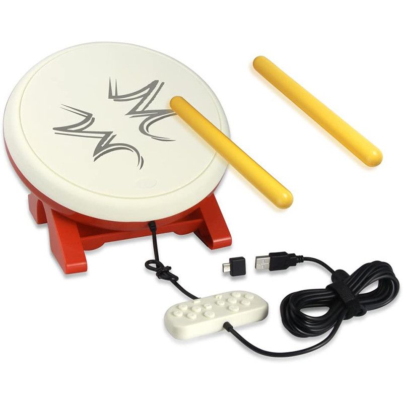 Manette Tambour Compatible avec PC / PS4 /PS3 / Nintendo Switch, Ensemble Manette Bâton de Tambour Pack pour Mouvement Détection Jeux Musicaux Taiko Drum Master