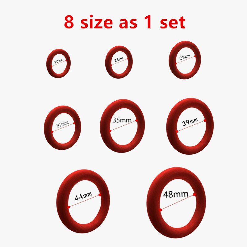 Petit grand 8 taille comme 1 ensemble en bois mâle pénis serrure coq anneau balle civière bondage BDSM érection éjaculation sex toy pour homme Pénis Anneaux - Type Gris clair