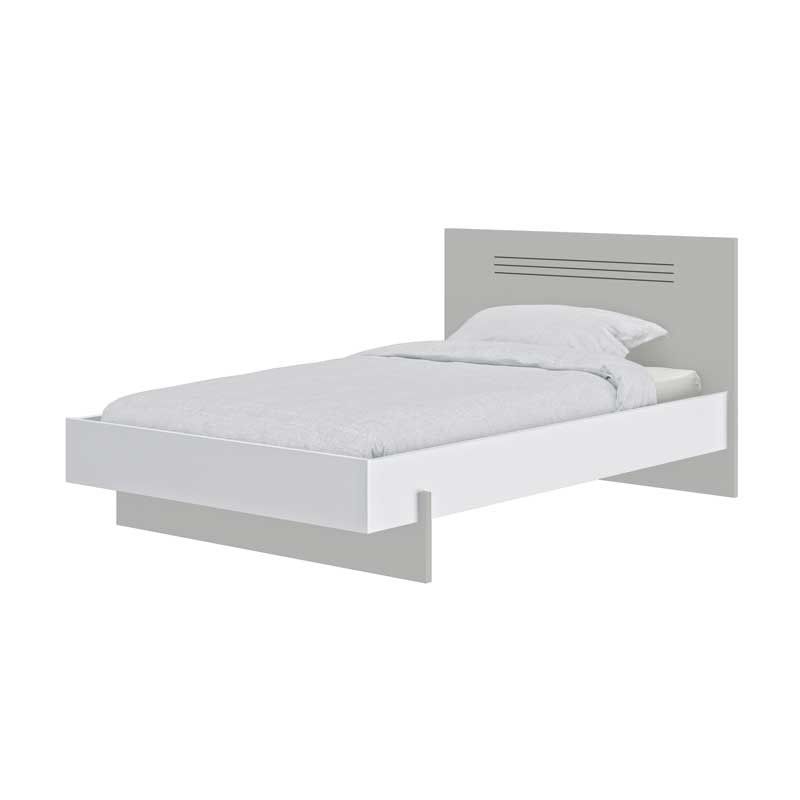Cadre + Tête de lit 120*200 Blanc/Gris - MOONLA