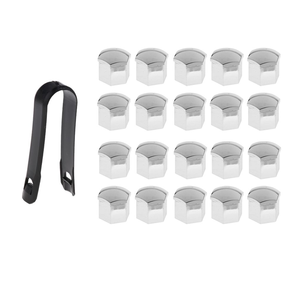 20 Pcs Couvercle De Boulon D'écrou De Roue Protection Couvre-Boulon de Pneu 17 mm argent