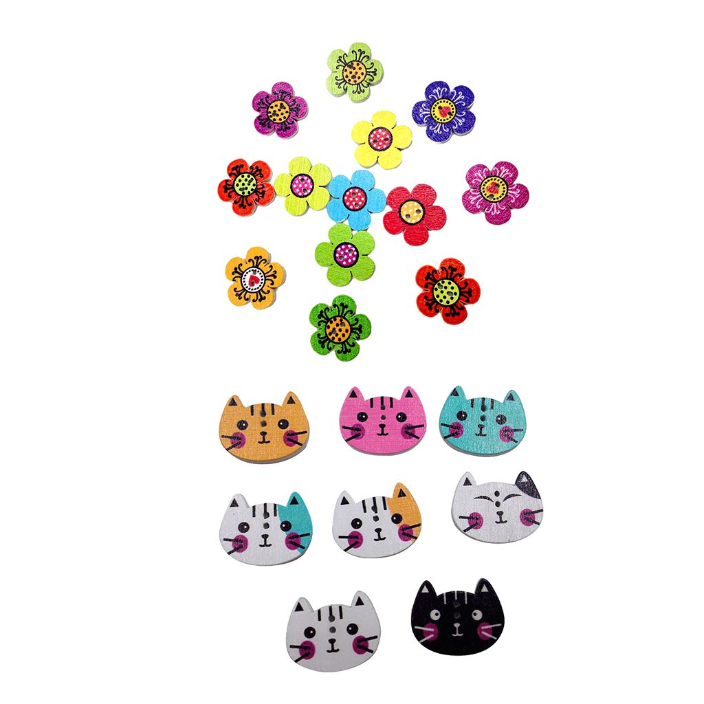 200 Pièces Chat Bouton Colore à Coudre Fantaisie pour Chaussure Diy Décoration