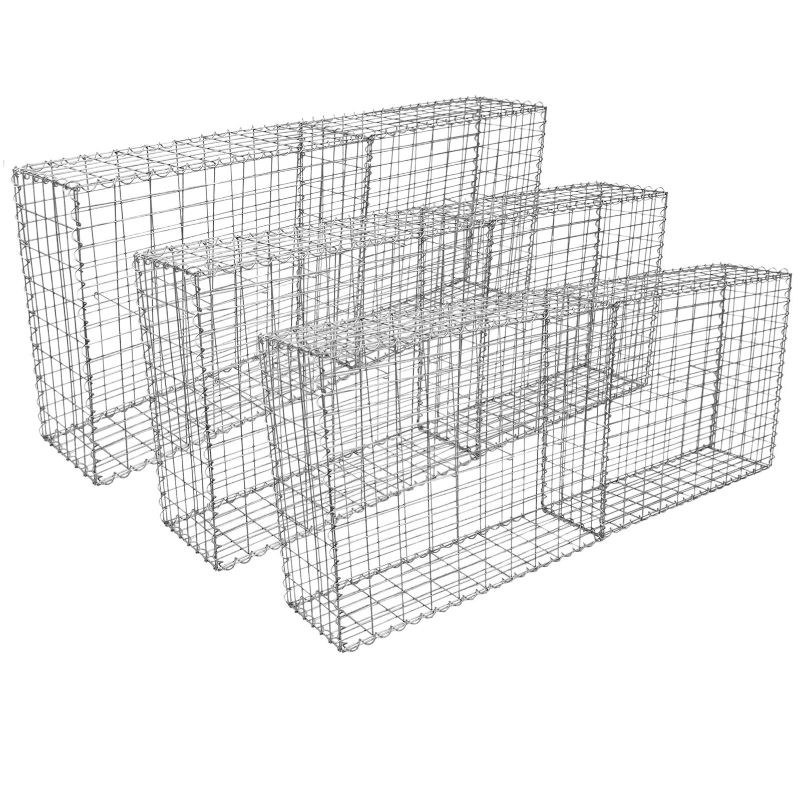 Lot de 6 Paniers de Gabions Argentés en Acier Galvanisé pour Projets dAménagement Extérieur, Murs de Soutènement, Clôture de Jardin. 100 x 95 x 30cm