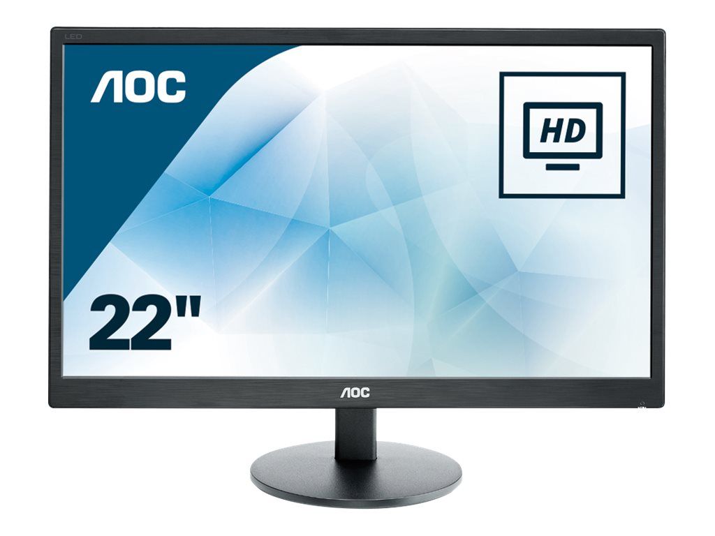 AOC e2270Swdn - Écran LED - 22" (21.5" visualisable) - 1920 x 1080 Full HD (1080p) @ 60 Hz - TN - 200 cd/m² - 700:1 - 5 ms - DVI-D, VGA - noir