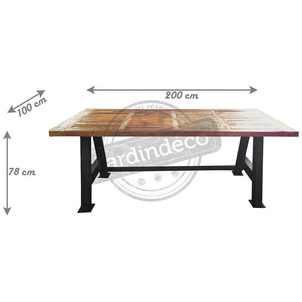 Grande table industrielle bois et métal 200 cm