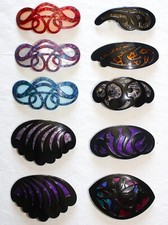 Lot 10 New Vintage 70/80 Acetate Hair Clips Style Art Nouveau Handmade in France