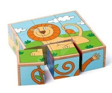 Cubes en bois Puzzle animaux exotiques 3 x 3 à partir de 24 mois