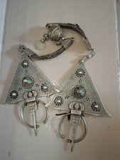Parure fibules Berbere argent émaillé ethnique kabyle Silver Jewelry Silber
