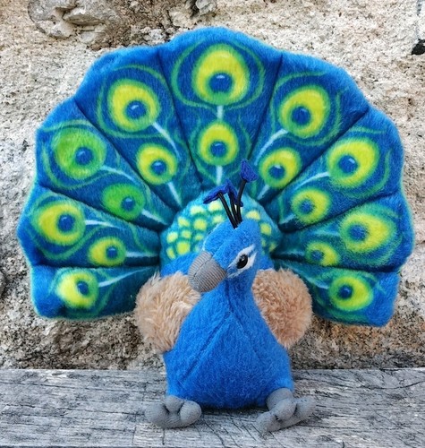 Peluche 20cm animal paon - peluche,