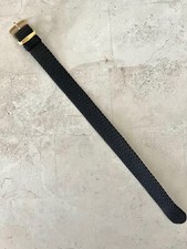  BRACELET MONTRE PERLON NYLON TRESSEE 14MM BOUCLE DOREE