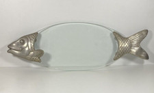 Plat de service poisson verre et métal argenté vintage