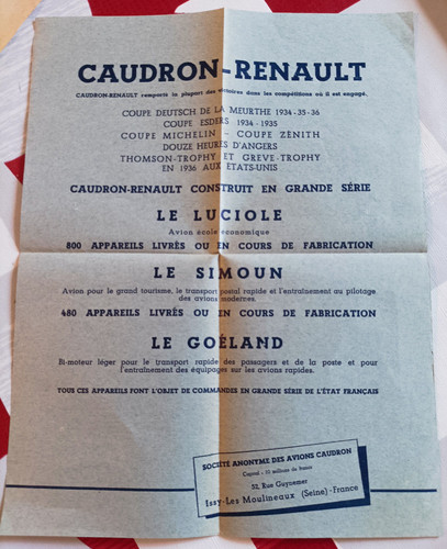 Ancien document avions caudron - ancien,