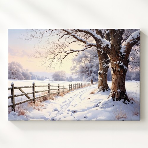 Golden dusk winter - winter, canvas